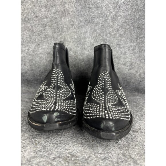 Jeffrey Campbell Boots Womens Size 9 Black Leather Studded Western Ankle Booties - Picture 2 of 11